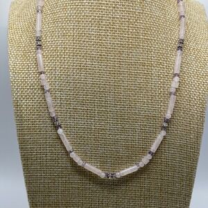 Sajen 925 Sterling Silver Necklace Vintage Rose Quartz Amethyst Pink